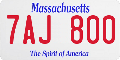 MA license plate 7AJ800