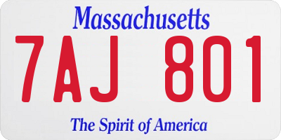 MA license plate 7AJ801