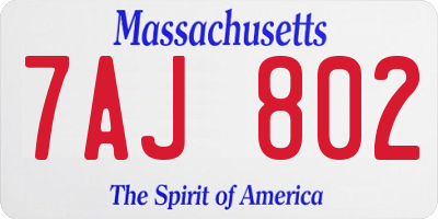 MA license plate 7AJ802