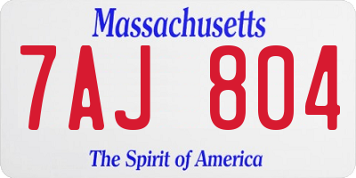 MA license plate 7AJ804