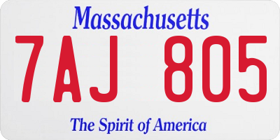 MA license plate 7AJ805