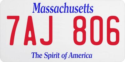 MA license plate 7AJ806