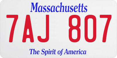 MA license plate 7AJ807