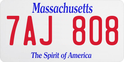 MA license plate 7AJ808