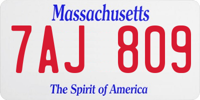 MA license plate 7AJ809