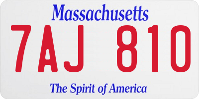 MA license plate 7AJ810
