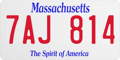 MA license plate 7AJ814