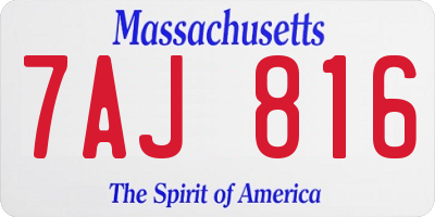 MA license plate 7AJ816