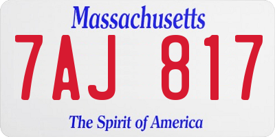 MA license plate 7AJ817