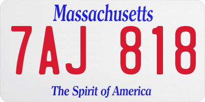 MA license plate 7AJ818