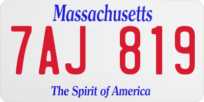 MA license plate 7AJ819