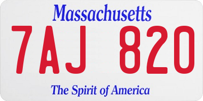 MA license plate 7AJ820