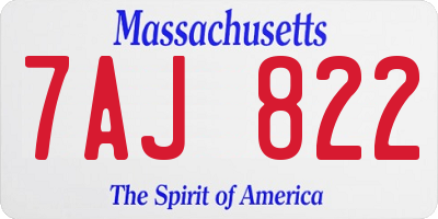 MA license plate 7AJ822