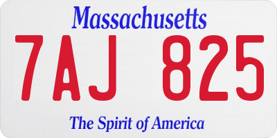 MA license plate 7AJ825