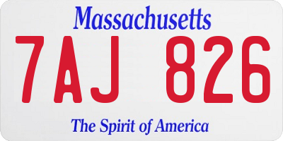 MA license plate 7AJ826