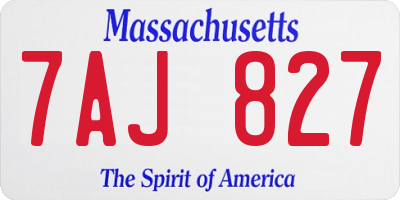 MA license plate 7AJ827