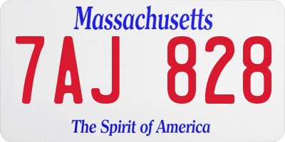 MA license plate 7AJ828