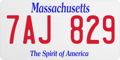 MA license plate 7AJ829