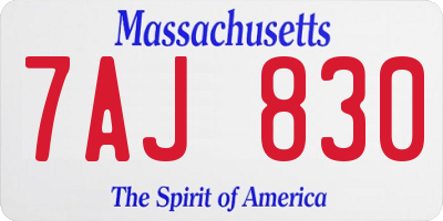 MA license plate 7AJ830