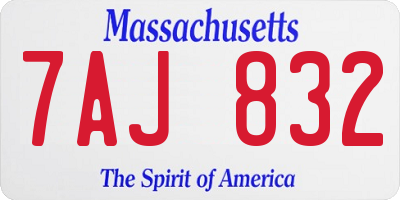 MA license plate 7AJ832
