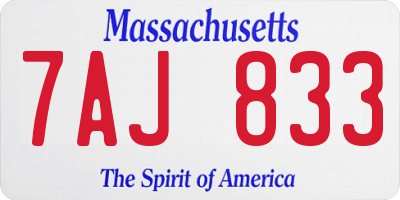 MA license plate 7AJ833