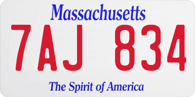 MA license plate 7AJ834