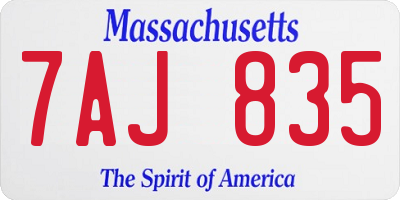 MA license plate 7AJ835
