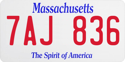 MA license plate 7AJ836