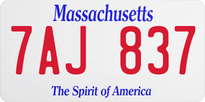 MA license plate 7AJ837