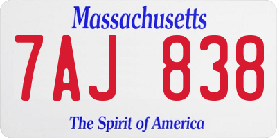 MA license plate 7AJ838