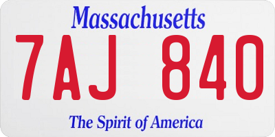 MA license plate 7AJ840