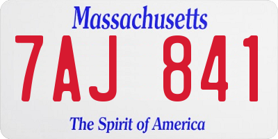MA license plate 7AJ841