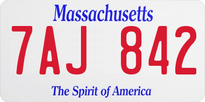 MA license plate 7AJ842