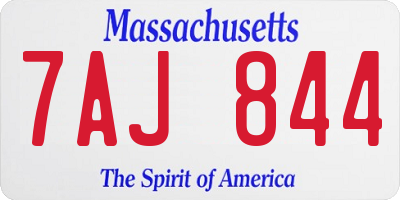 MA license plate 7AJ844