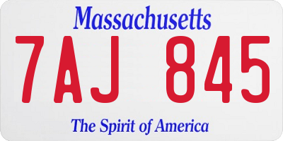 MA license plate 7AJ845