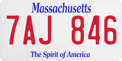 MA license plate 7AJ846