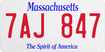 MA license plate 7AJ847