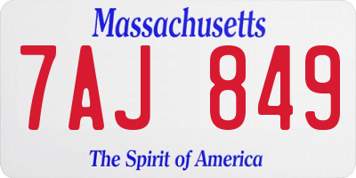 MA license plate 7AJ849