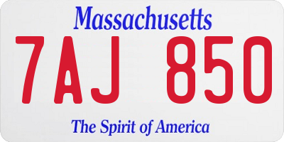 MA license plate 7AJ850