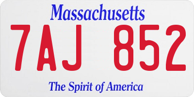 MA license plate 7AJ852