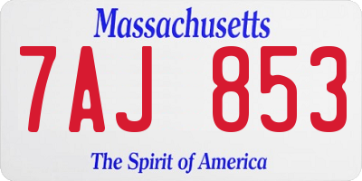 MA license plate 7AJ853