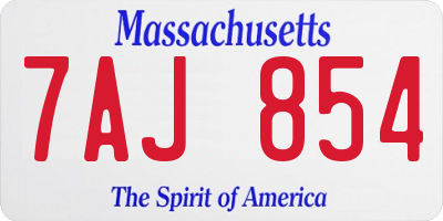 MA license plate 7AJ854