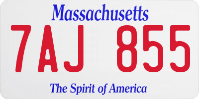MA license plate 7AJ855