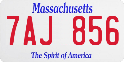 MA license plate 7AJ856