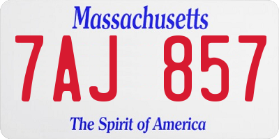 MA license plate 7AJ857