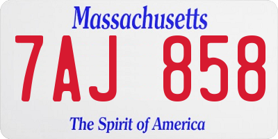 MA license plate 7AJ858