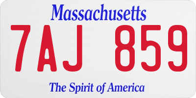 MA license plate 7AJ859