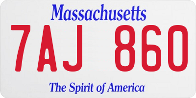 MA license plate 7AJ860
