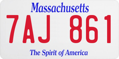 MA license plate 7AJ861