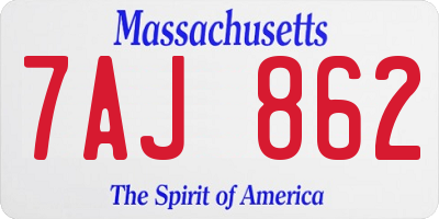 MA license plate 7AJ862